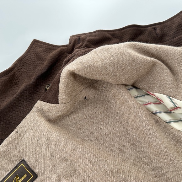 LORO PIANA Brown Fine Suede Leather 100% Cashmere Jacket Coat Intrecciato 48 38 - Picture 12 of 15